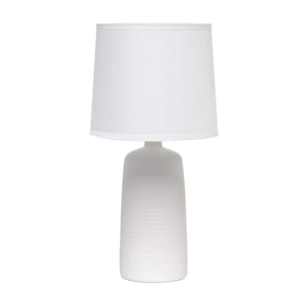 Simple Designs 15 .75 in. Off White Textured Linear Ceramic Table Lamp