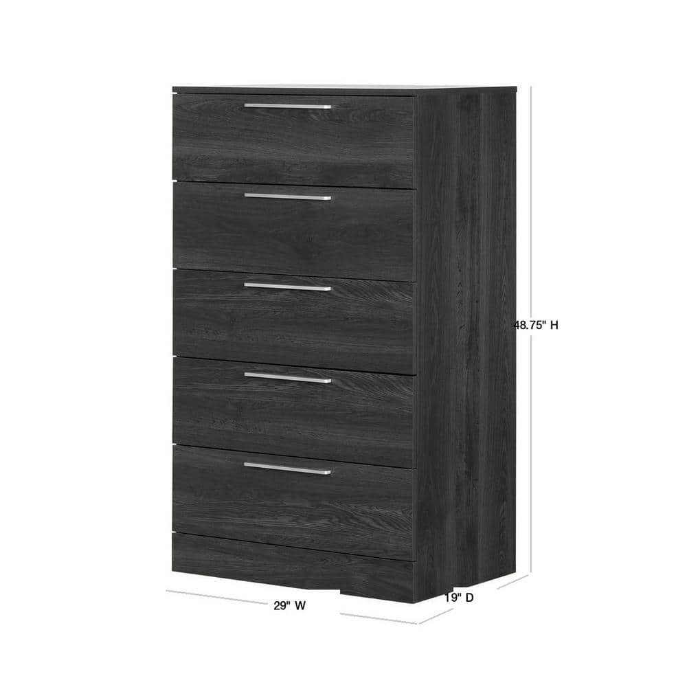 Gray Oak Farmhouse 5-Drawer Tall Dresser