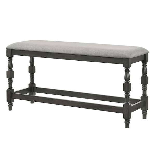 Furniture of America Besta Dark Gray and Light Gray Counter Height Bench 50.75 in.