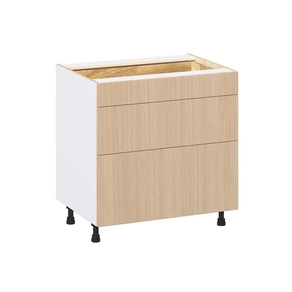Timberline Mojavi Oak Slab Assembled Base Kitchen Cabinet with 3 Drawer (33 in. W x 34.5 in. H x 24 in. D)