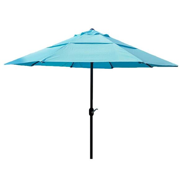 Mondawe 9.5 ft. Outdoor Umbrella Patio Market Umbrella Table Umbrella in Blue with Crank