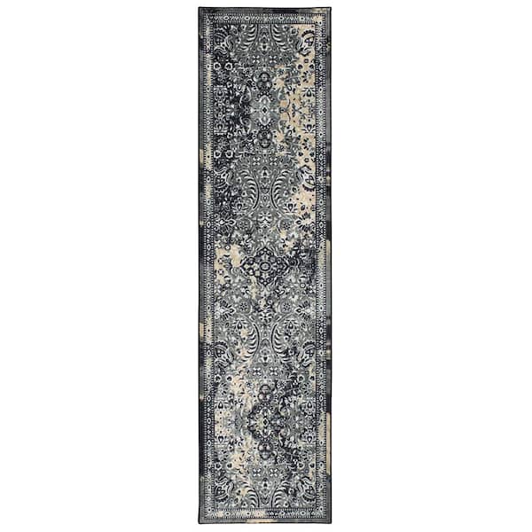 Mohawk Home Garden City Charcoal 2 ft. x 8 ft. Distressed Runner Rug