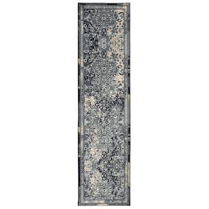 Garden City Charcoal 2 ft. 6 in. x 6 ft. Distressed Runner Rug