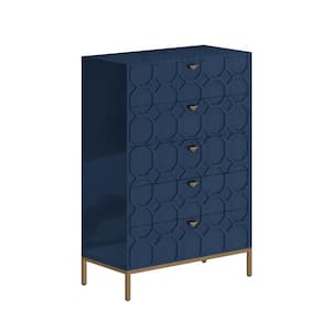 49.2 in. H Freestanding Storage Cabinet Blue 5 Drawer Accent Cabinet
