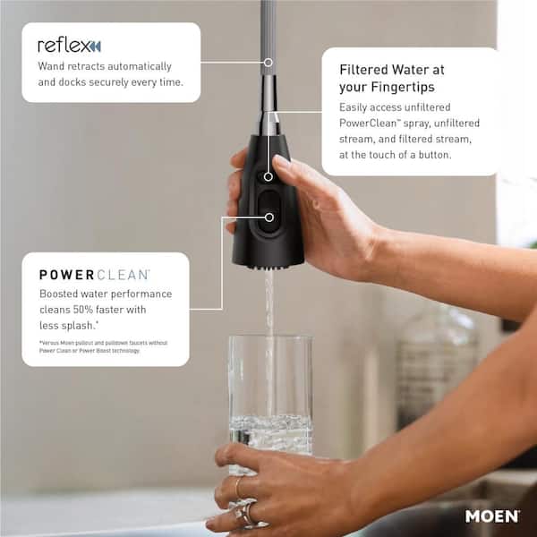 Sinema Single Handle Pull-Down Sprayer Kitchen Faucet with Optional 3- in -1 Water Filtration in Matte Black