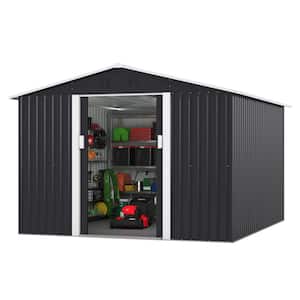9.1 ft. W x 10.3 ft. D Outdoor Metal Storage Shed Garden Tool Galvanized Steel Shed with Sliding Door (93.73 sq. ft.)