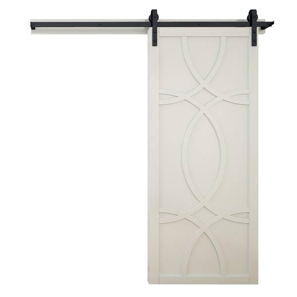 VeryCustom 30 in. x 84 in. The Hollywood Primed Wood Sliding Barn Door with Hardware Kit in Black