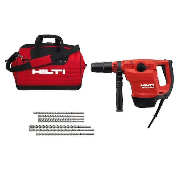 Hilti TE 50-AVR SDS 360 RPM Max Hammer Drill/Chipping Hammer with 7 Drill Bits in a Large Tool Bag