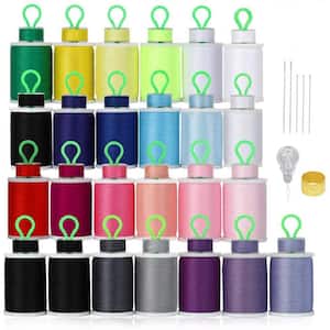 32-Piece in 21-Color Bright Cotton Sewing Bobbbins and Spool Threads
