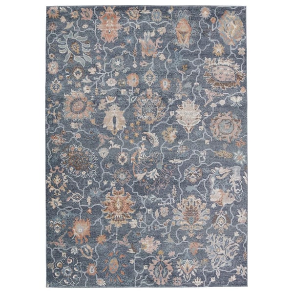 Jaipur Living Abrielle Dark Blue/Tan 6 ft.7 in. x 9 ft.6 in. Oriental Rectangle Area Rug