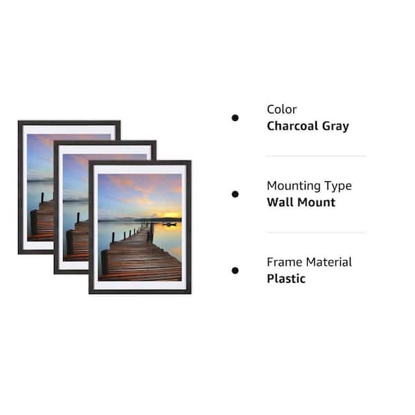 6 Pack Black 16x20 Aluminum Metal Photo Frame with Ivory Mat for 11x14  Pictures