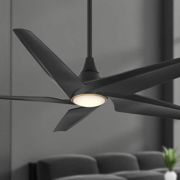 Switch-5 60 in. Smart Indoor Coal Black Dual Mount Ceiling Fan with Integrated LED, Remote Control Included