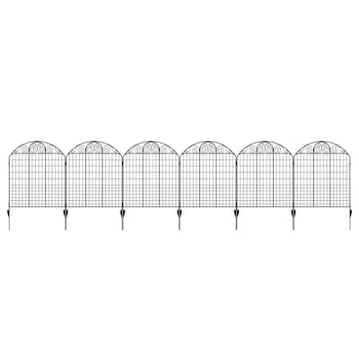 Rockdale 43.8 in. Black Steel Fence Panel (6-Pack)