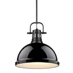 Duncan 1-Light Black Pendant and Rod with Black Shade