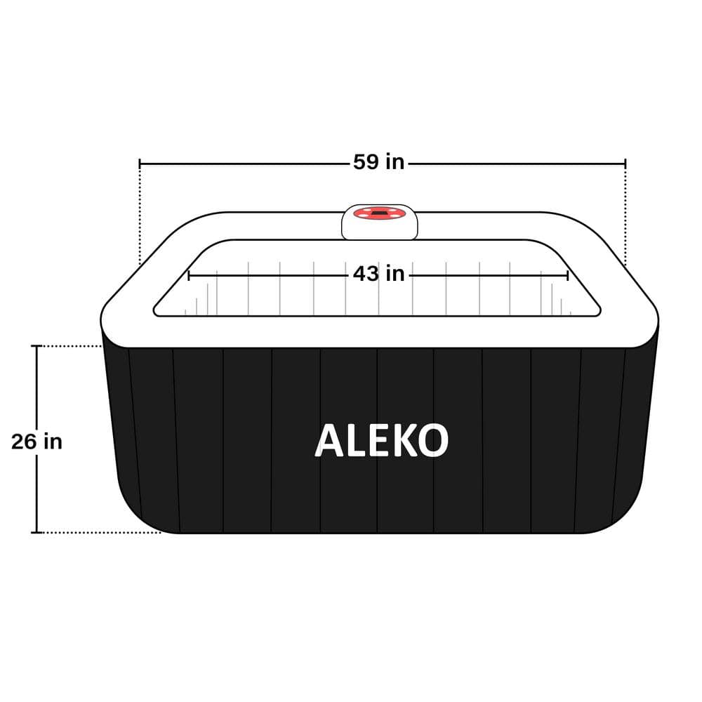 ALEKO 4-Person Black and White Inflatable Square Hot Tub