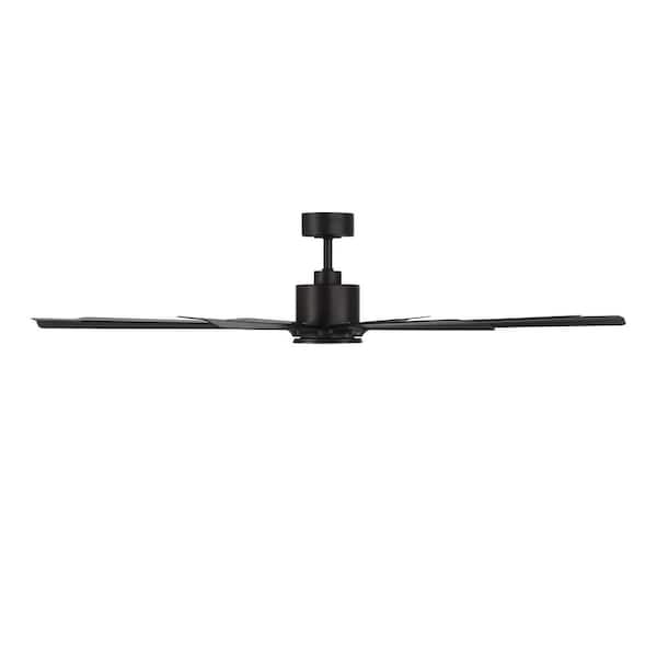 Size Matters 65 in. Smart Indoor/Outdoor Matte Black Windmill Ceiling Fan with Remote