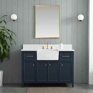 Casey 48 in. W x 22 in. D Bath Vanity in Indigo Blue with Engineered Stone Vanity Top in Ariston White with White Sink