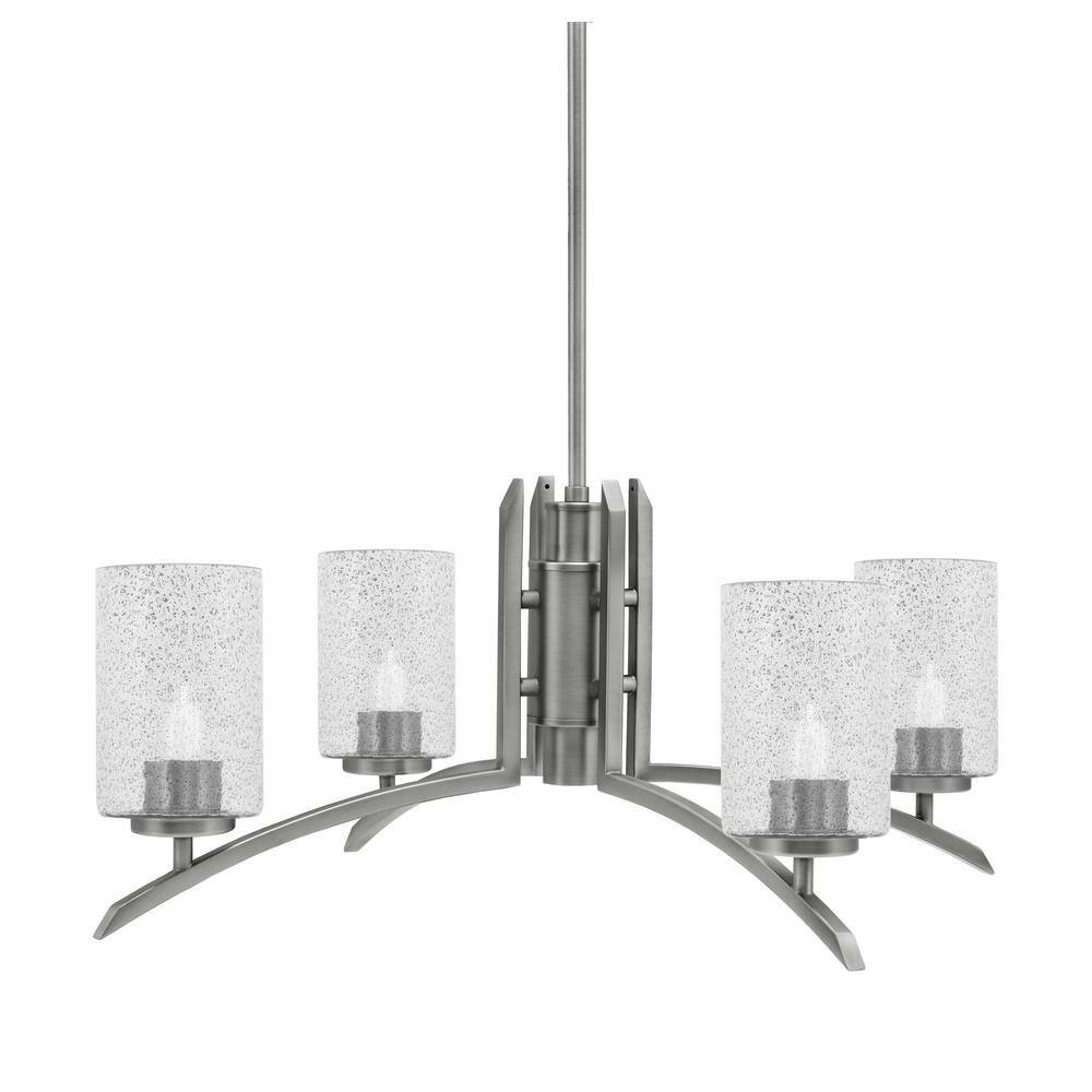 Siena 26 in. 4-Light Graphite Chandelier with 4 in. Smoke Bubble Glass Shad