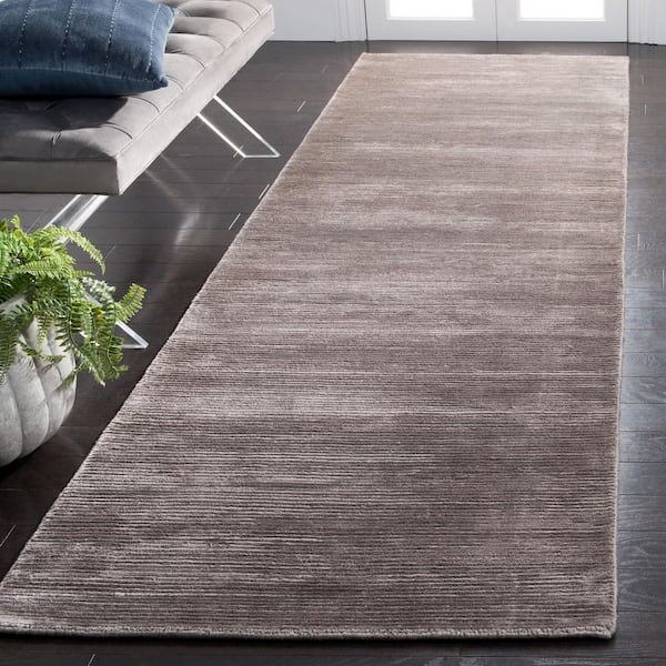 Mirage 3 ft. x 10 ft. Graphite Solid Color Striped Runner Rug