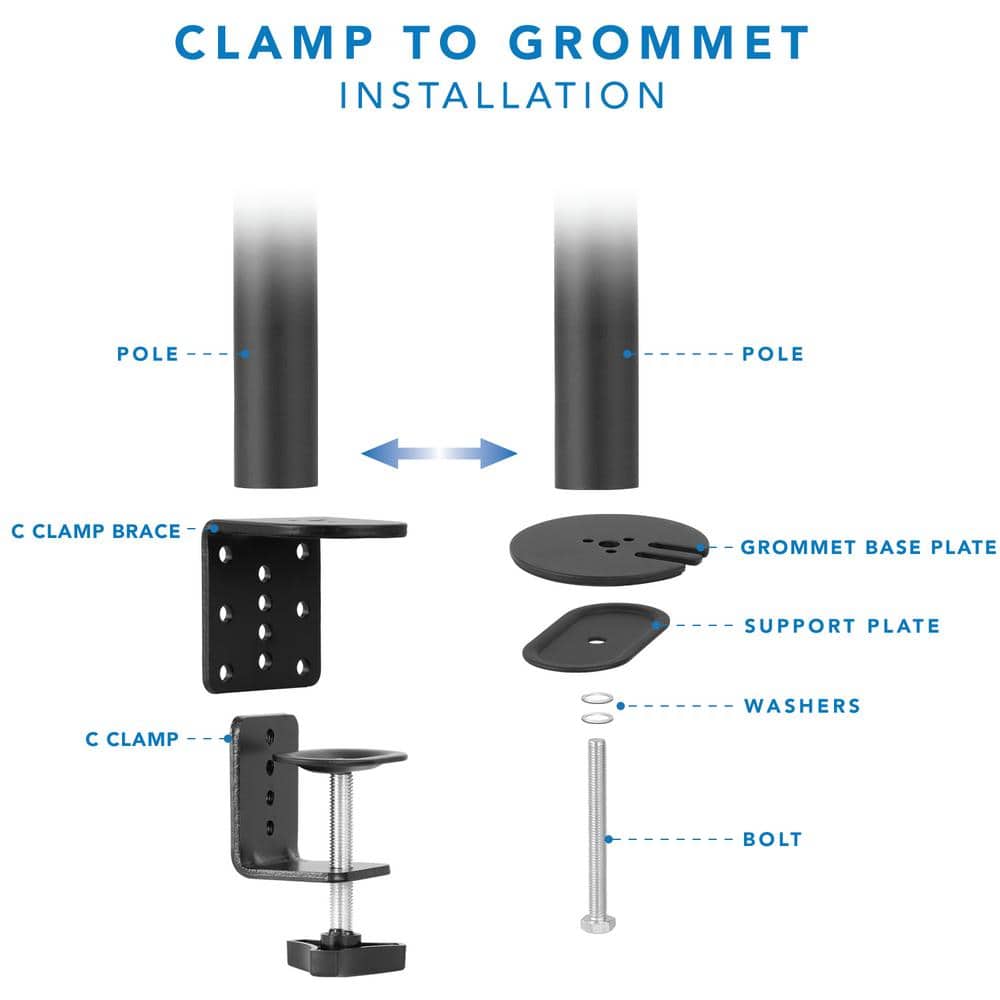 Black Adjustable Single Monitor Desk Mount with Full Motion Arm