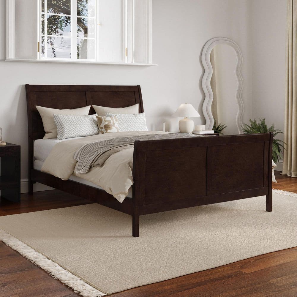 AFI Portland Espresso Brown Solid Wood Full Panel Bed Frame with ...