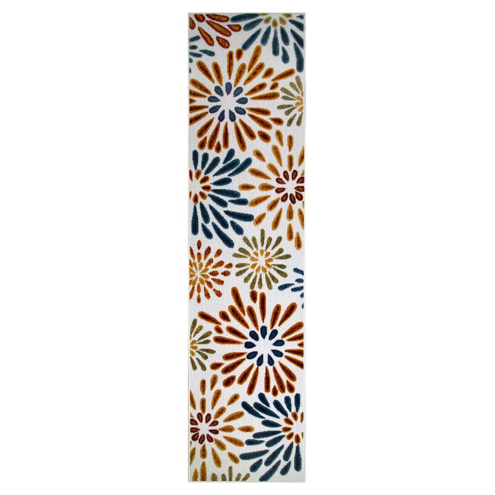 Leick Home Beam Flower MultiColored 2 ft. x 8 ft. Floral Polypropylene