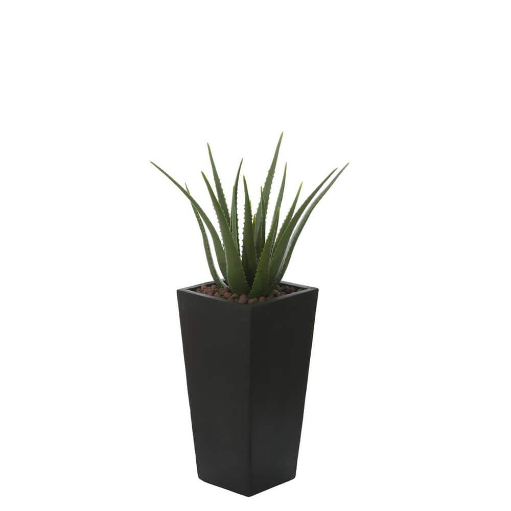 Black Fiberclay 18.5" Tall Tapered Square Planter