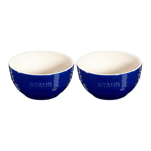 Ceramic 2-Pieces 40-oz. 6.5 in. Dia Large Universal Bowl Set - Dark Blue