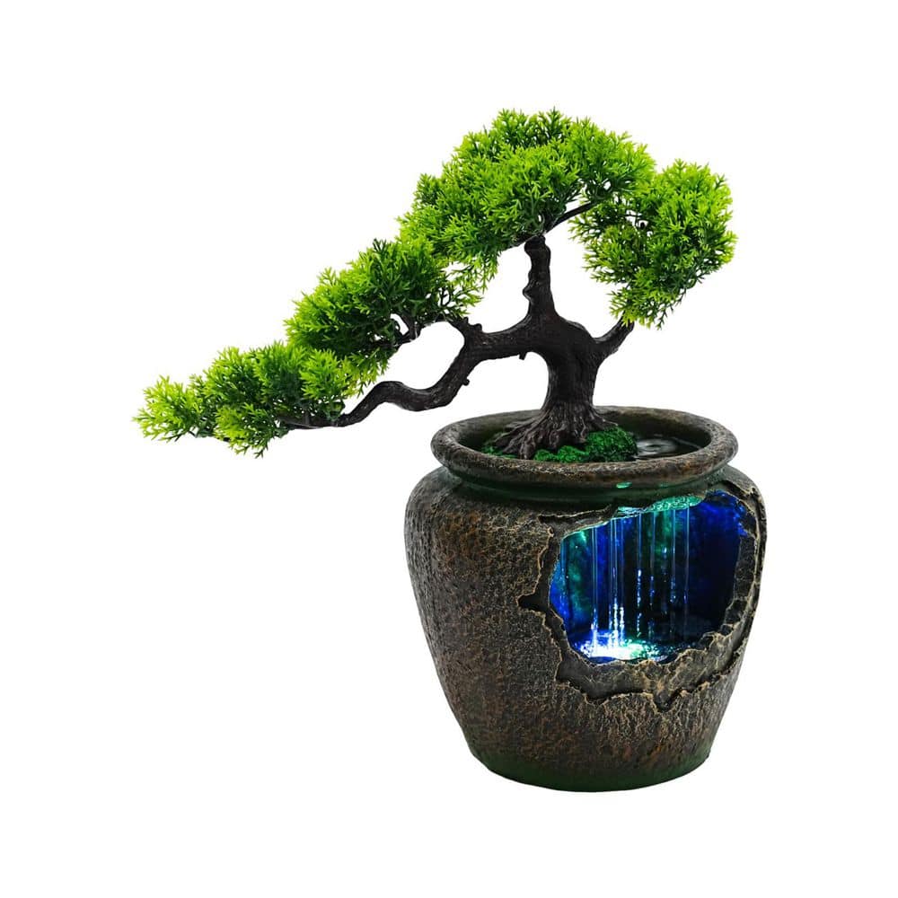 YIYIBYUS Indoor Rockery Fountain Waterfall Resin Feng Shui LED