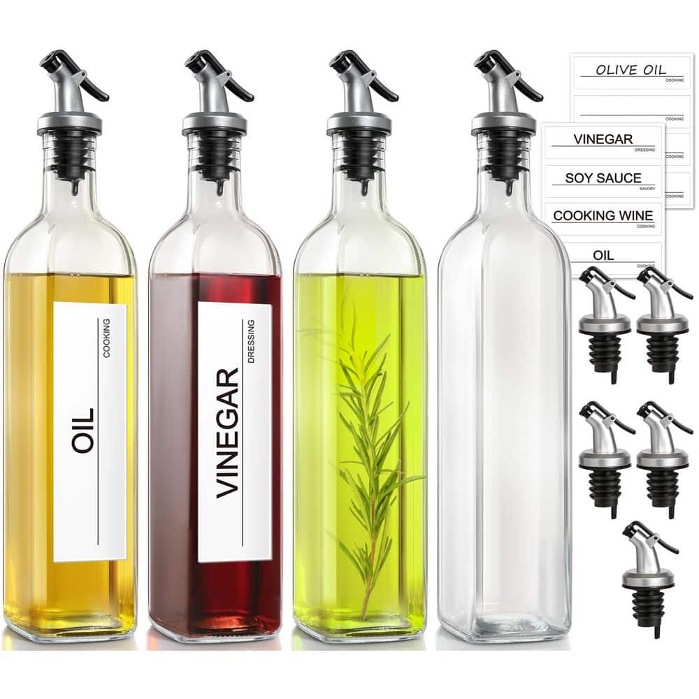 4-Pack Clear 17 fl oz Glass Oil Dispenser Bottles with Flip Spouts, Funnel and Labels price history on PriceWatchPro