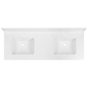 61 in. W x 22 in. D Quartz Vanity Top in Morning Frost with Double Sinks