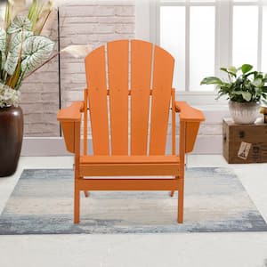 Classic Solid All-weather Folding Plastic Adirondack Chair in Orange