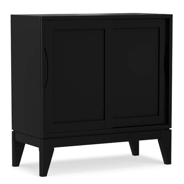 Harper 30 in. Wide Solid Hardwood Low Storage Cabinet in Black