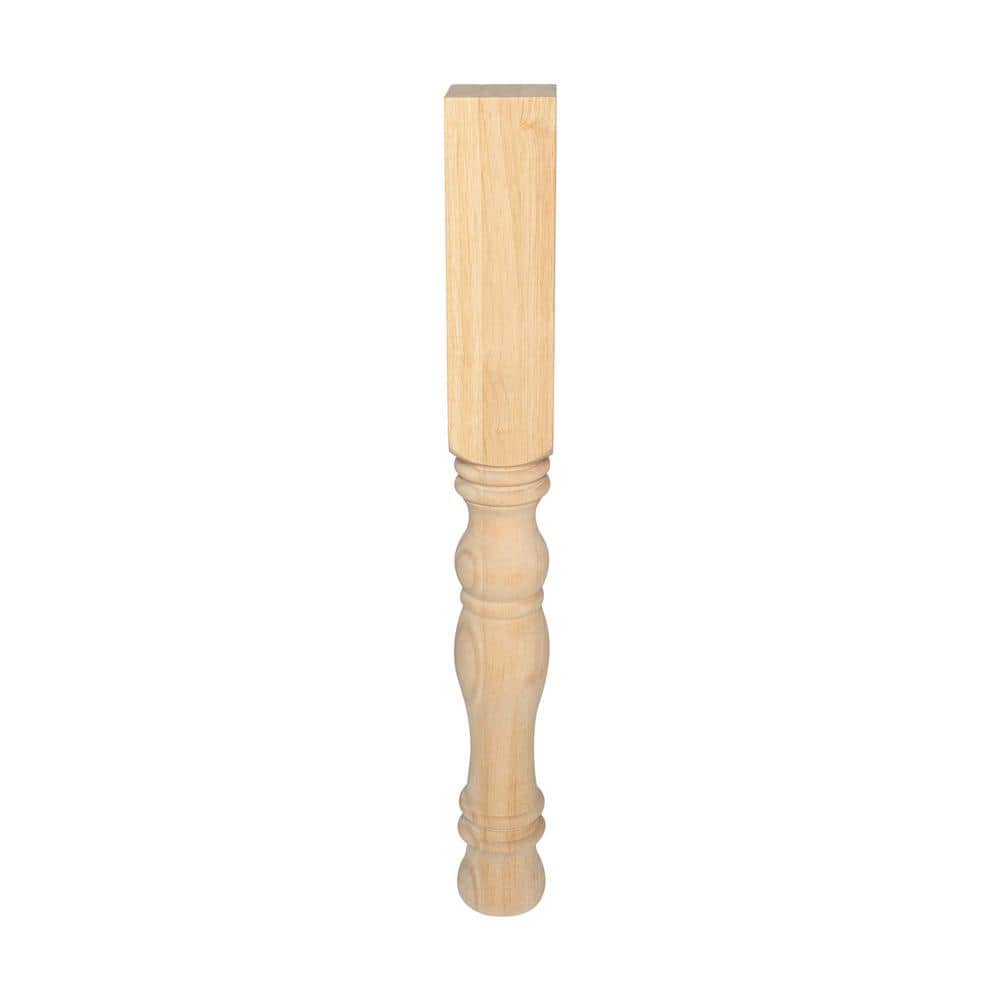 34-1/2in Unfinished Solid Maple Wood Island Leg