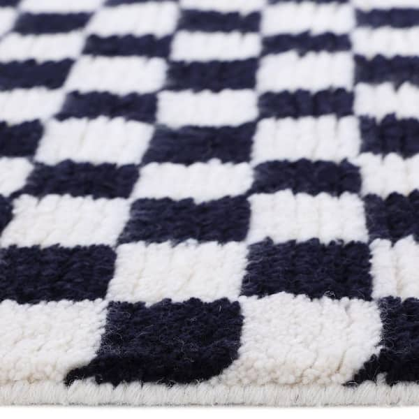 Bohemian Black White Modern online Moroccan Handmade Wool Cotton Rug..Customize in Any Size MD-26