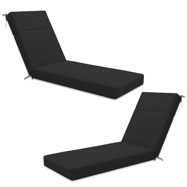 Kimunuk 80 in. x 26 in. x 4 in. ( 2-Pack ) Outdoor Water-Resistant Replacement Chaise Lounge Seat Cushion Black