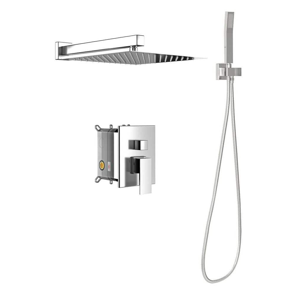 1-Spray Wall Mount Square 10 in. Dual Fixed and Handheld Shower Head with 1.8 GPM in Chrome price history on PriceWatchPro