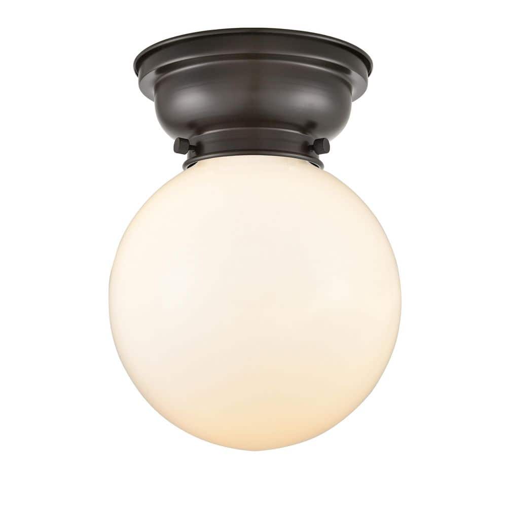 Beacon 8 in. 1-Light Oil Rubbed Bronze Industrial Flush Mount with Seeded Glass Shade price history on PriceWatchPro