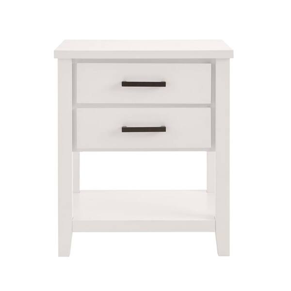StyleWell Stafford White 2-Drawer Nightstand (26 in. H x 22 in. W x 17 in. D)
