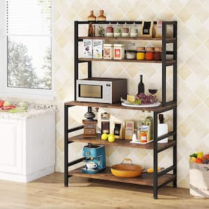 Keenyah 66 in. Rustic Brown Bakers Rack with 5-Tier Storage Shelf, Microwave Oven Stand