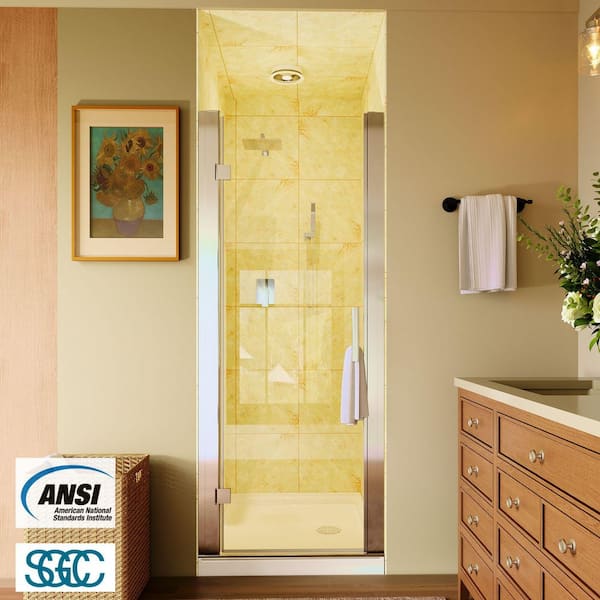 waterpar 28 to 30 in. W x 72 in. H Pivot Swing Frameless Shower Door in Chrome with Clear Glass