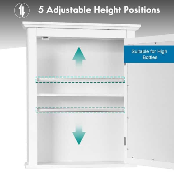 FORCLOVER 22 in. W x 27 in. H Rectangular White MDF Surface Mount Medicine Cabinet with Mirror