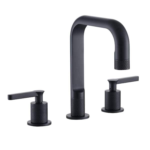 New York 8 in. Widespread Double Handle Bathroom Faucet in Matte Black