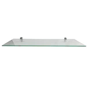 Infinity 8 in. x 16 in. x 0.24 in. Clear Glass Floating Rectangular Decorative Wall Shelf