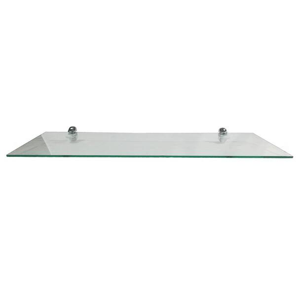 ABOLOS Infinity 8 in. x 16 in. x 0.24 in. Clear Glass Floating Rectangular Decorative Wall Shelf