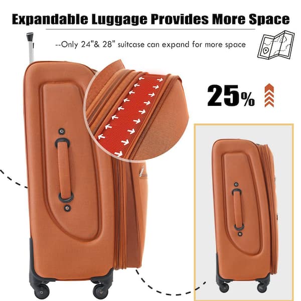 Merax 3-Bags 3-Piece Orange Expandable Polyester Softshell Spinner