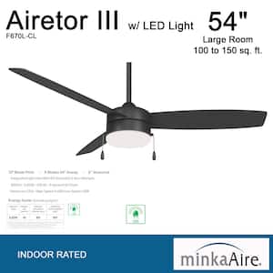 Airetor III 54 in. Integrated LED Indoor Coal Ceiling Fan with Light