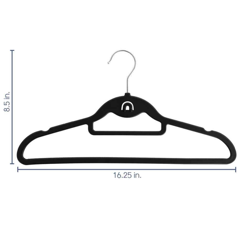 Black Rubber Non-Slip Hanger Set with Swivel Hook, 30 Pieces