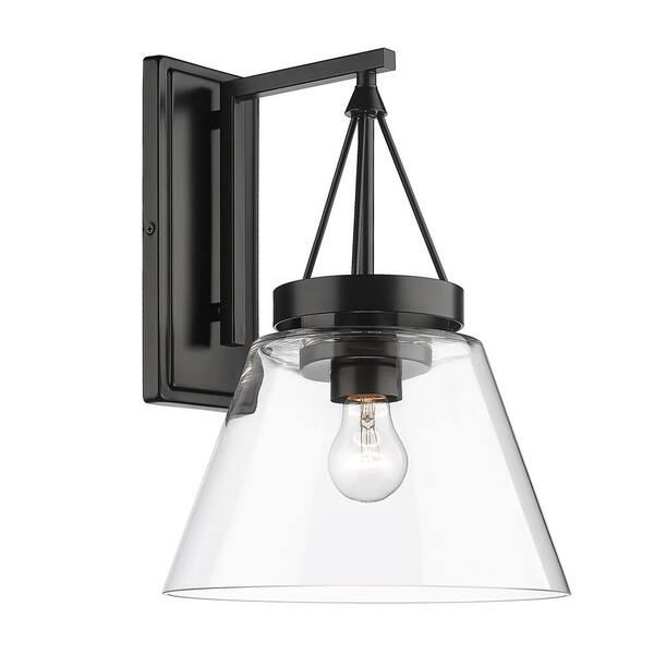 Golden Lighting Penn 1-Light Matte Black Wall Sconce 3189-WSC BLK-CLR ...