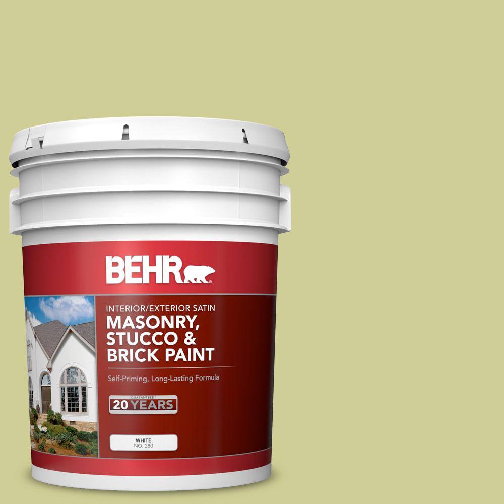 5 gal. #M340-4 Wasabi Satin Interior/Exterior Masonry, Stucco and Brick Pai